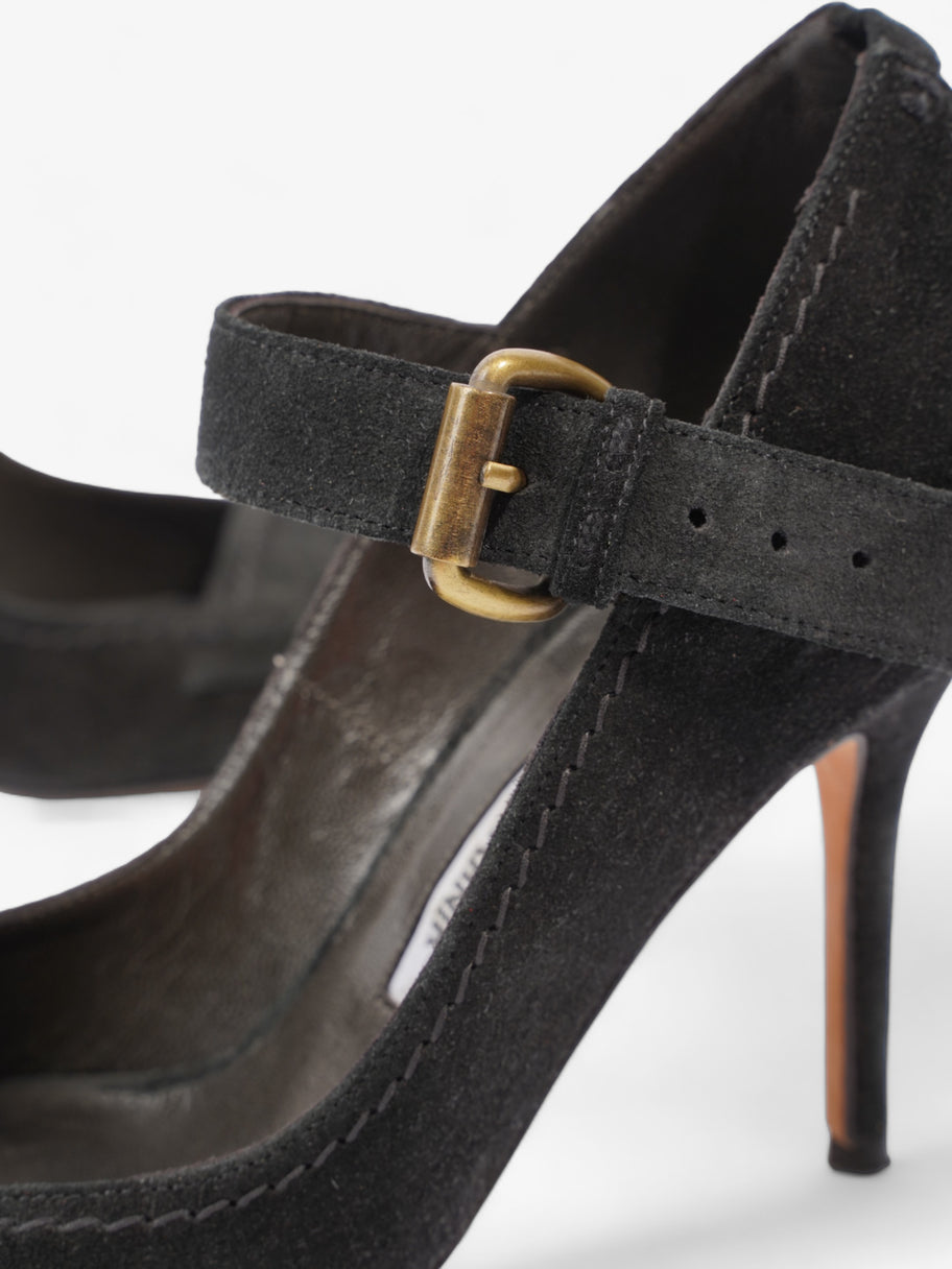 Manolo Blahnik Peep-Toe Mary-Jane Heels 80mm Black Suede EU 39.5 UK 6.5 Image 9