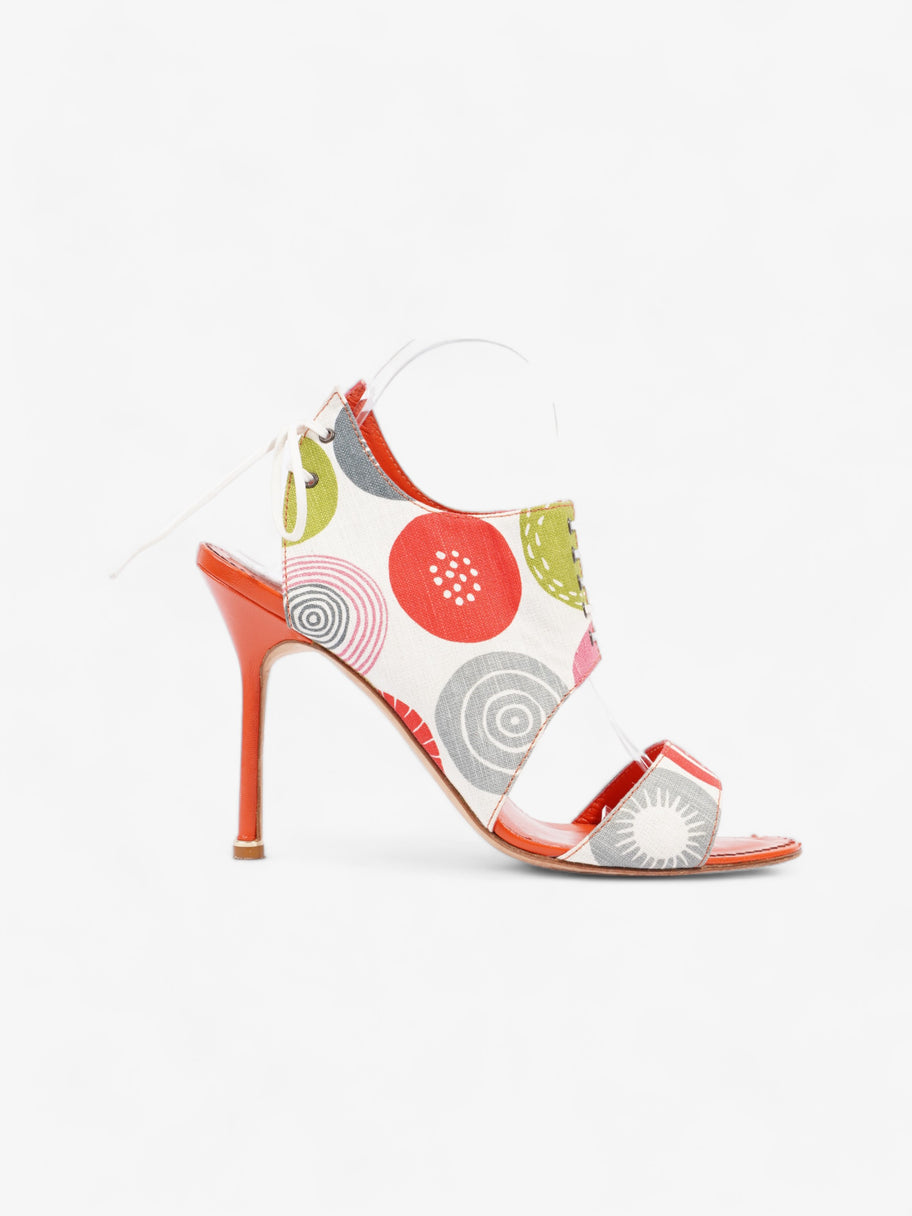 Manolo Blahnik Cut Out Detailed Lace Up Heels 105mm Multicoloured Canvas EU 40.5 UK 7.5 Image 1