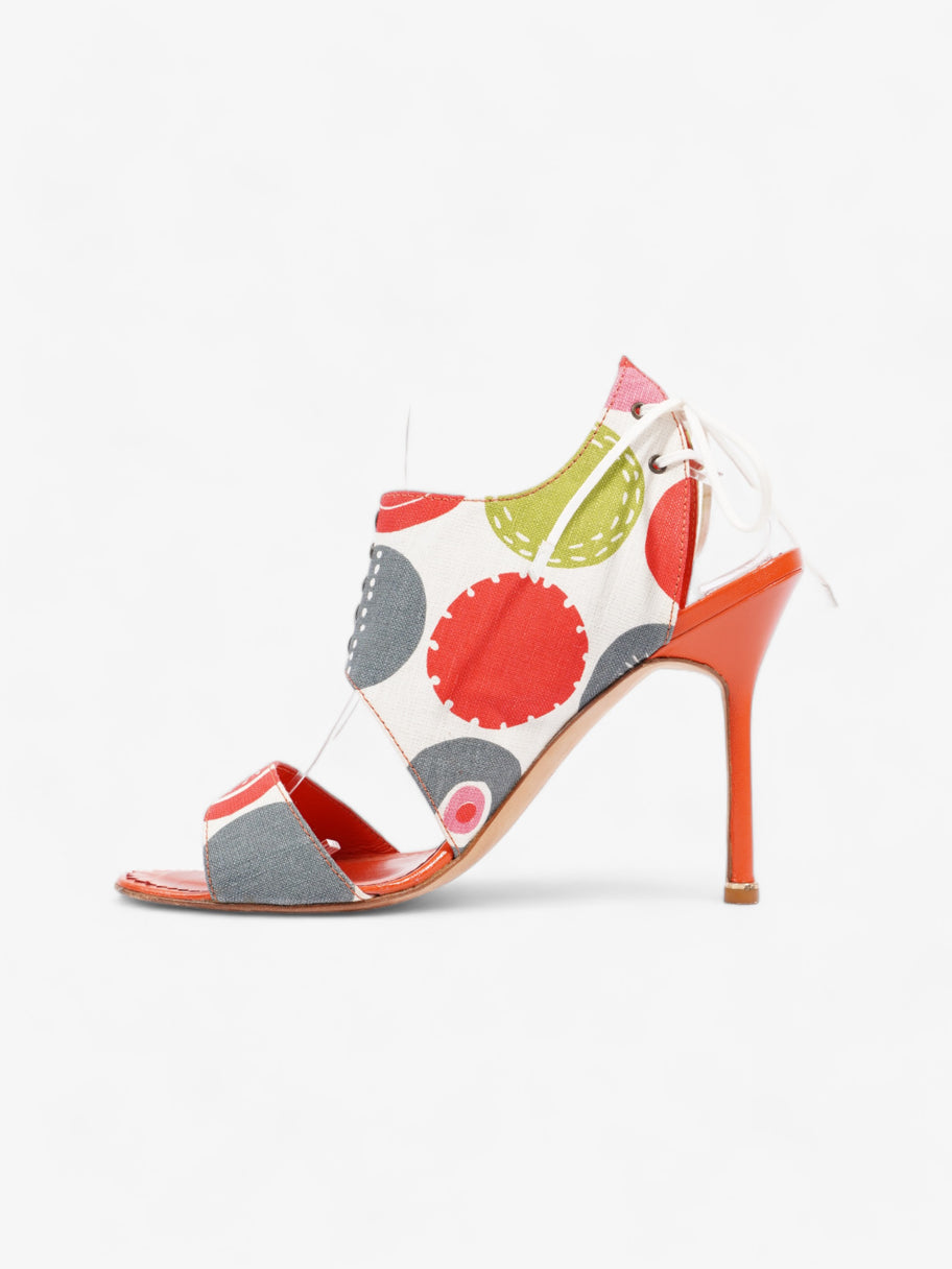 Manolo Blahnik Cut Out Detailed Lace Up Heels 105mm Multicoloured Canvas EU 40.5 UK 7.5 Image 3