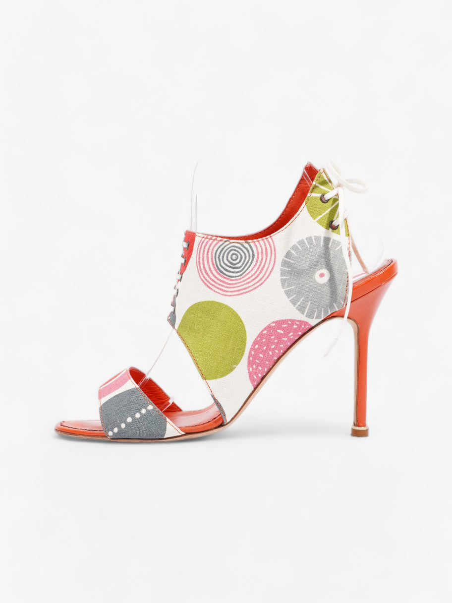 Manolo Blahnik Cut Out Detailed Lace Up Heels 105mm Multicoloured Canvas EU 40.5 UK 7.5 Image 5