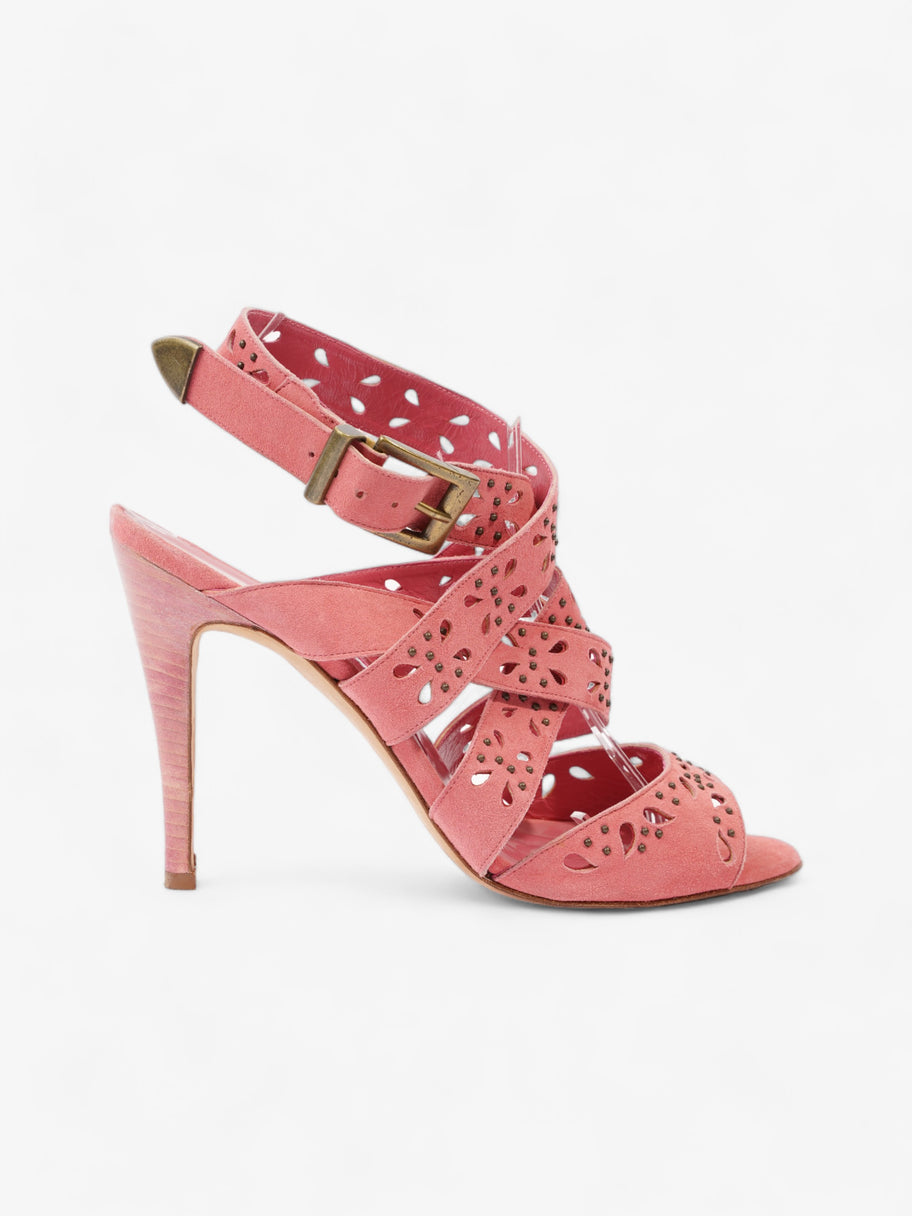 Manolo Blahnik Buckle Closure Strappy Heels 90mm Pink Suede EU 40.5 UK 7.5 Image 1