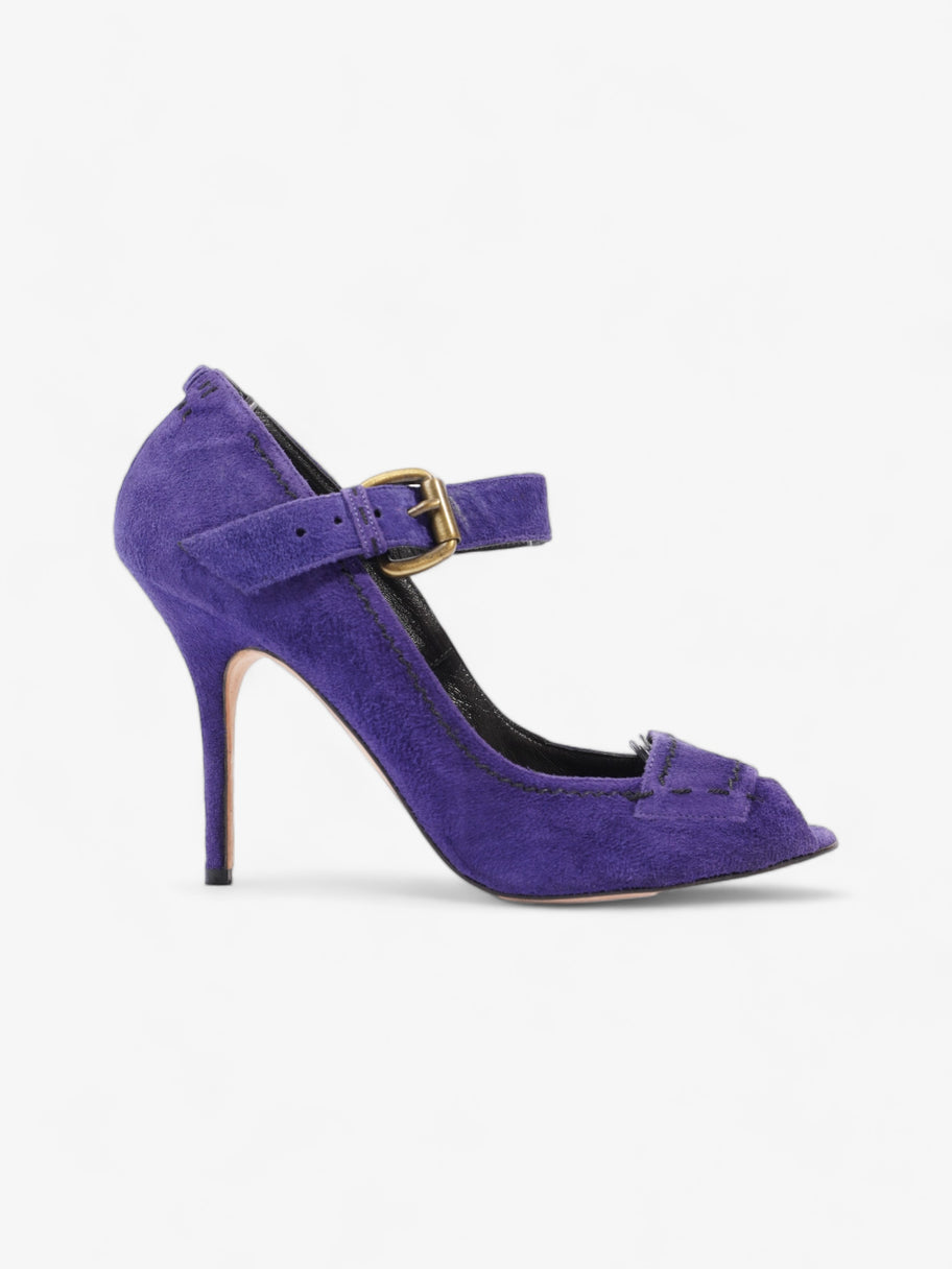 Manolo Blahnik Peep-Toe Mary-Jane Heels 80mm Purple Suede EU 39.5 UK 6.5 Image 1