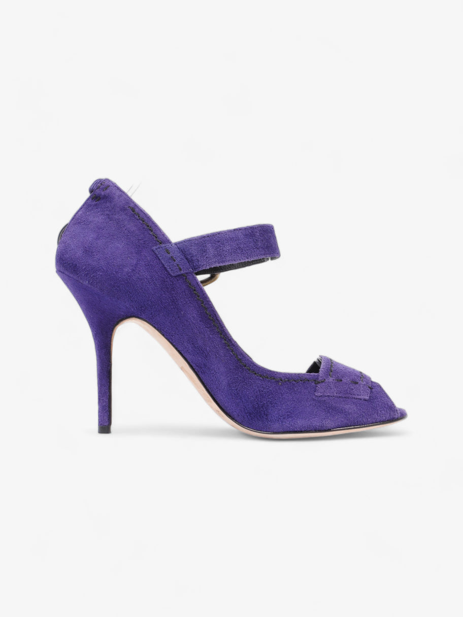 Manolo Blahnik Peep-Toe Mary-Jane Heels 80mm Purple Suede EU 39.5 UK 6.5 Image 4