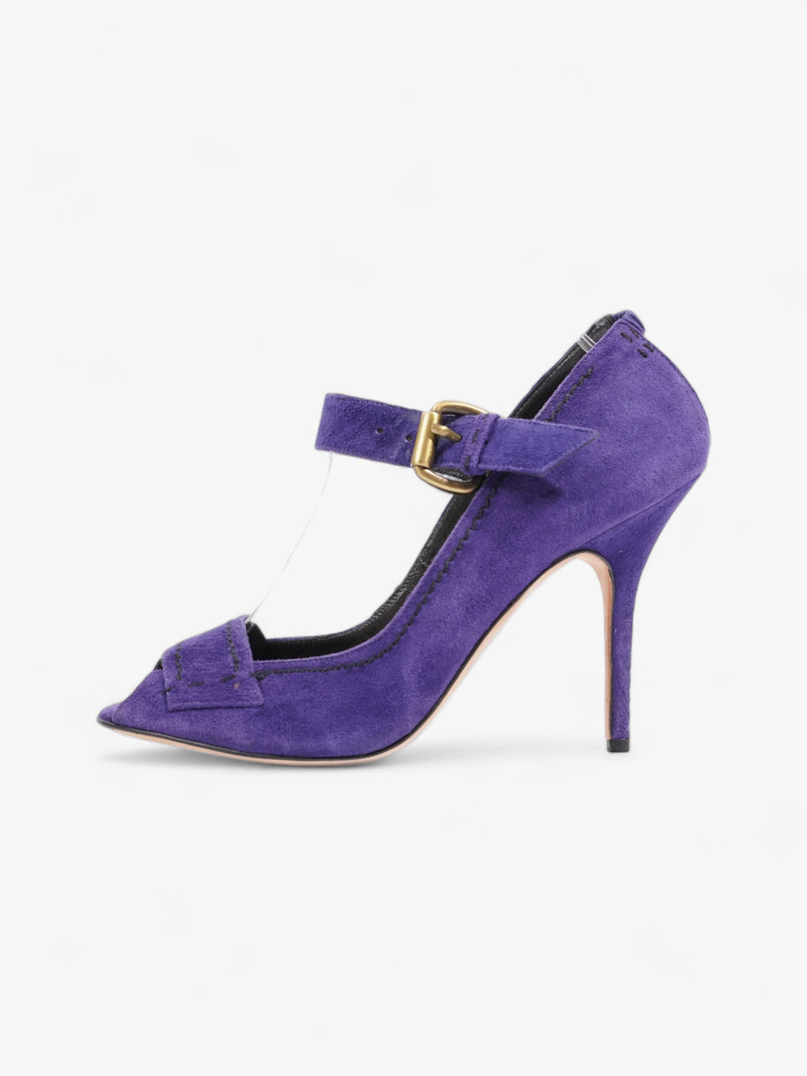 Manolo Blahnik Peep-Toe Mary-Jane Heels 80mm Purple Suede EU 39.5 UK 6.5 Image 5