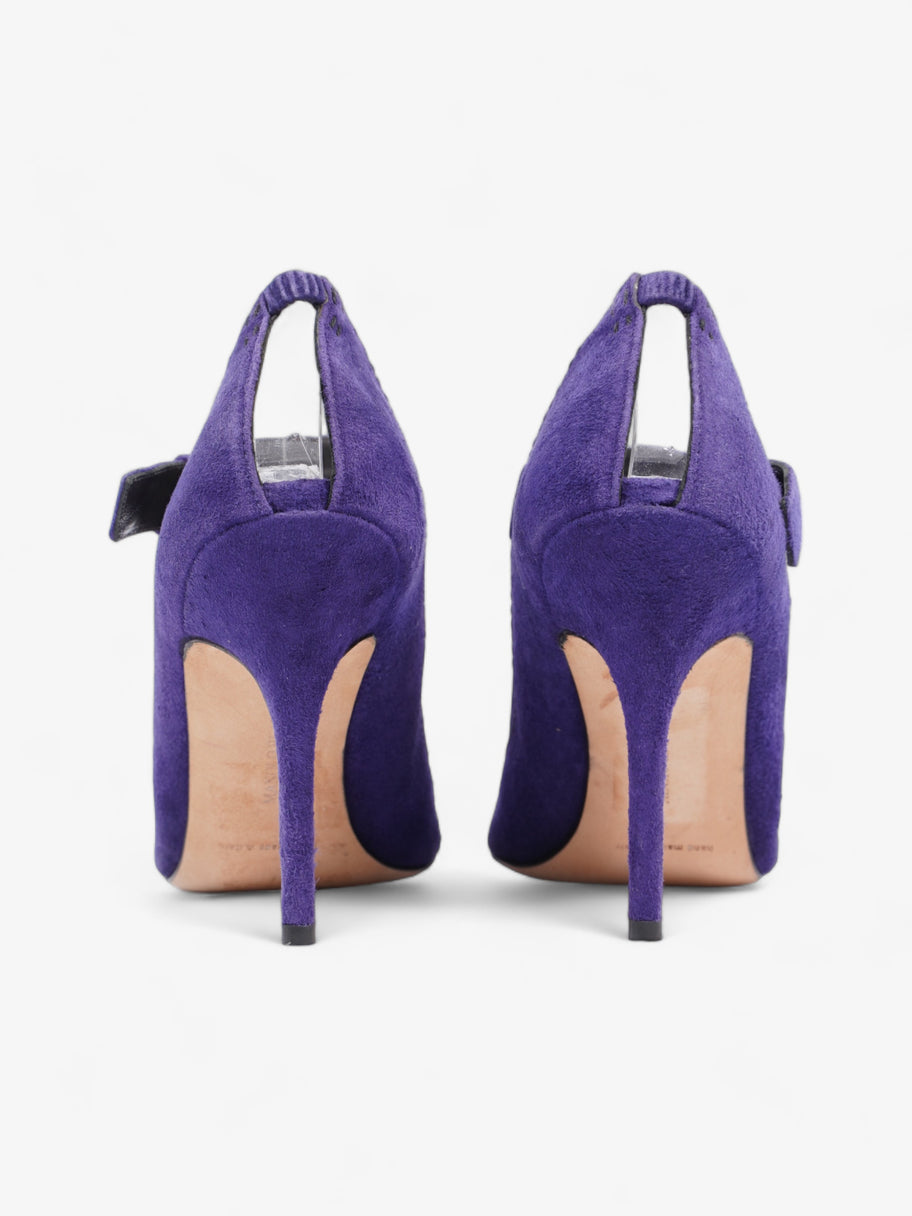 Manolo Blahnik Peep-Toe Mary-Jane Heels 80mm Purple Suede EU 39.5 UK 6.5 Image 6