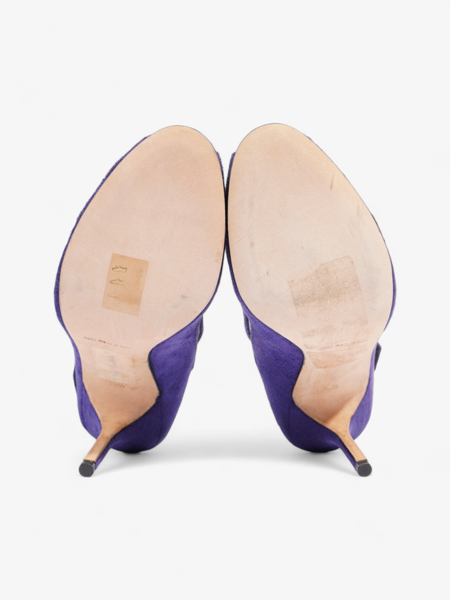 Manolo Blahnik Peep-Toe Mary-Jane Heels 80mm Purple Suede EU 39.5 UK 6.5 Image 7