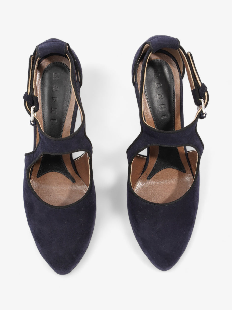 Marni Criss Cross Heels 100mm Navy Blue Suede EU 39 UK 6 Image 8