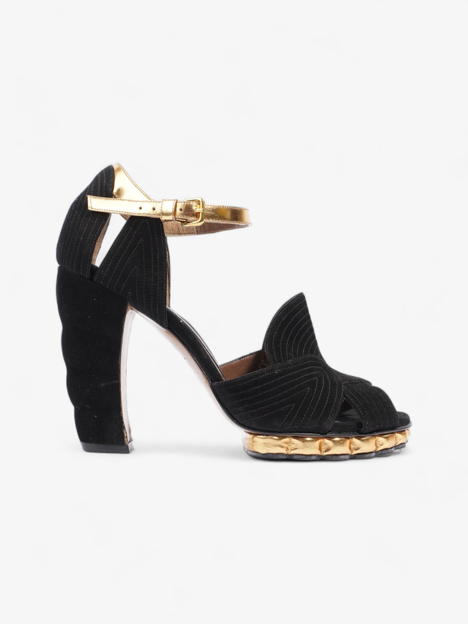 Marni Colourblock Pattern D'Orsay Heel 95mm Black / Gold Suede EU 40 UK 7 Image 1