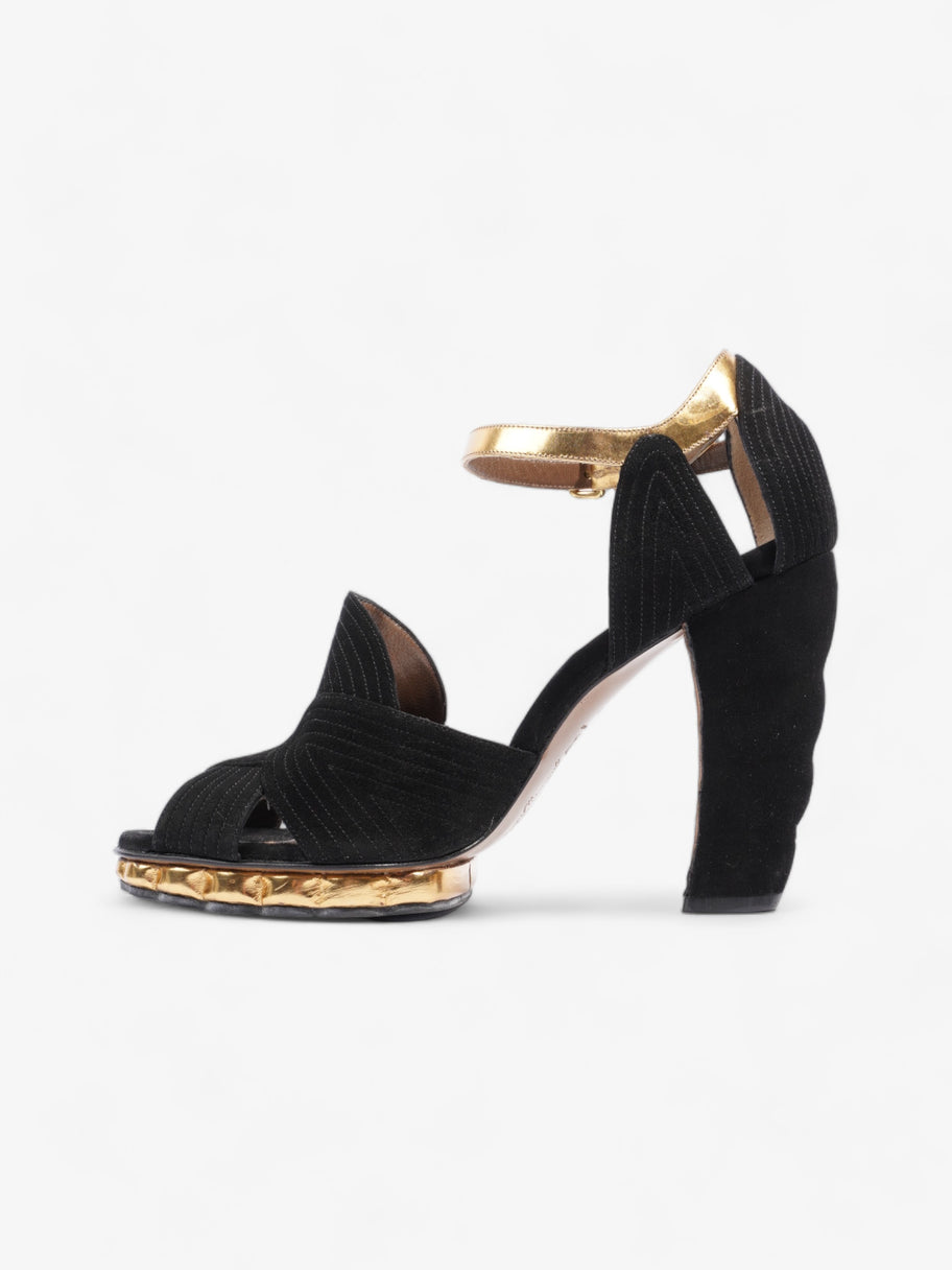 Marni Colourblock Pattern D'Orsay Heel 95mm Black / Gold Suede EU 40 UK 7 Image 3