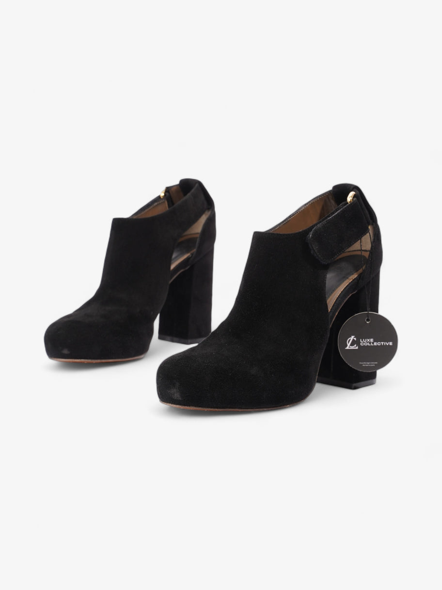 Black leather cut out booties best sale