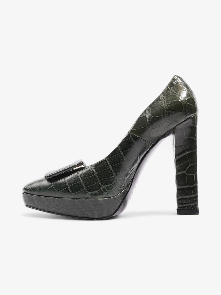 Roger Vivier Croc-Effect Heel 110mm Green Embossed Leather EU 38.5 UK 5.5 Image 3