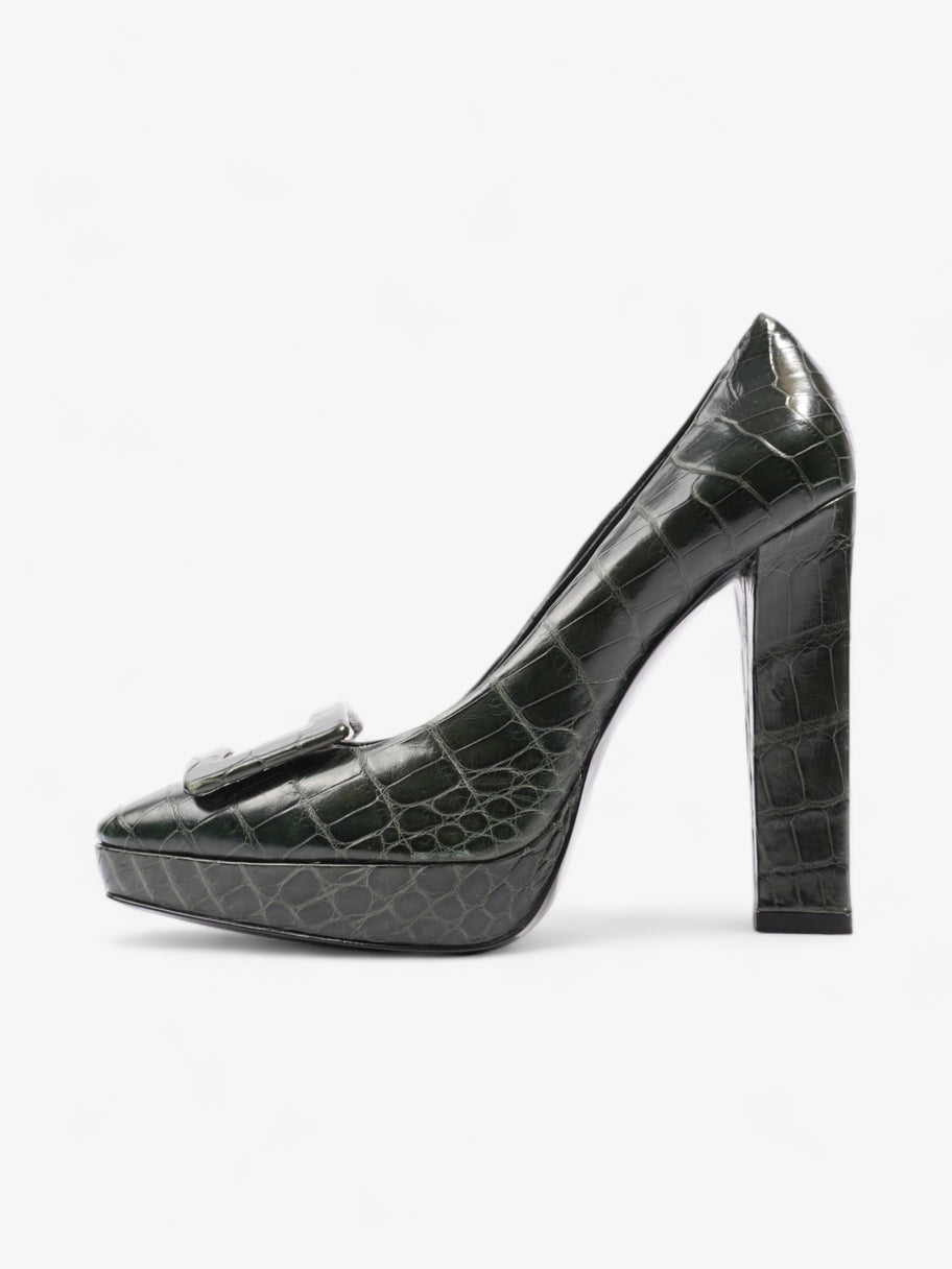 Roger Vivier Croc-Effect Heel 110mm Green Embossed Leather EU 38.5 UK 5.5 Image 5