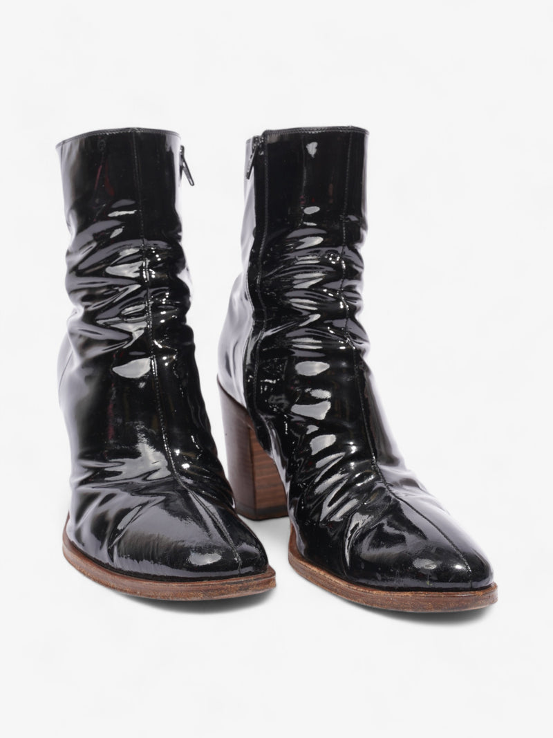  Celine Heeled Boots 80 Black Patent Leather EU 40 UK 7