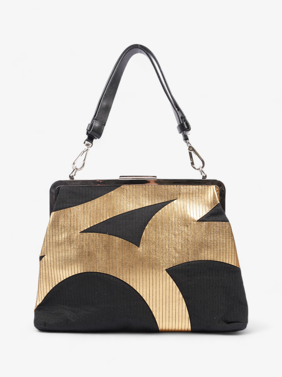 Marni Large Snap Clutch Black / Gold Cotton Image 1