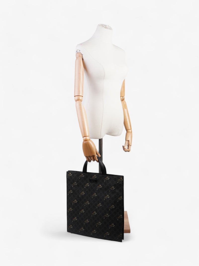  Gucci Bestiary Tote in Tiger Black Coated Canvas