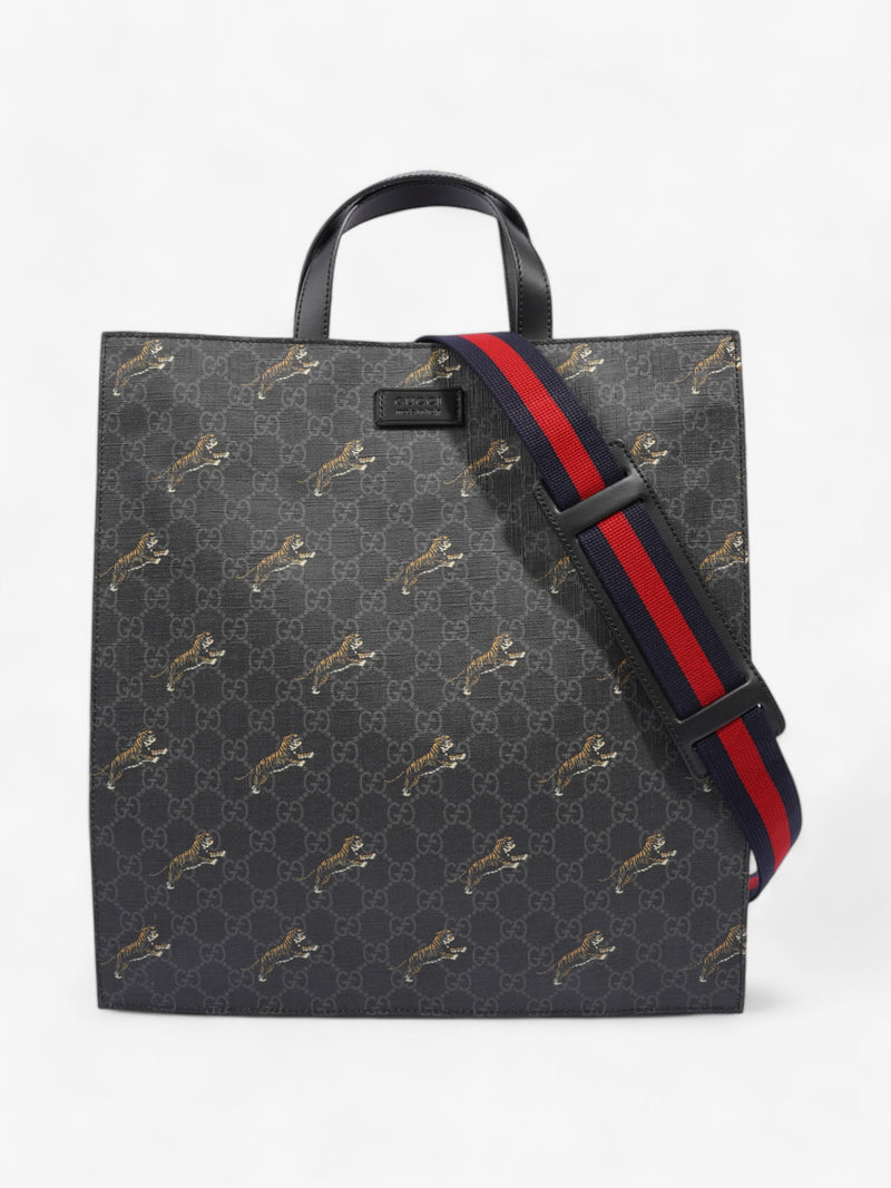  Gucci Bestiary Tote in Tiger Black Coated Canvas