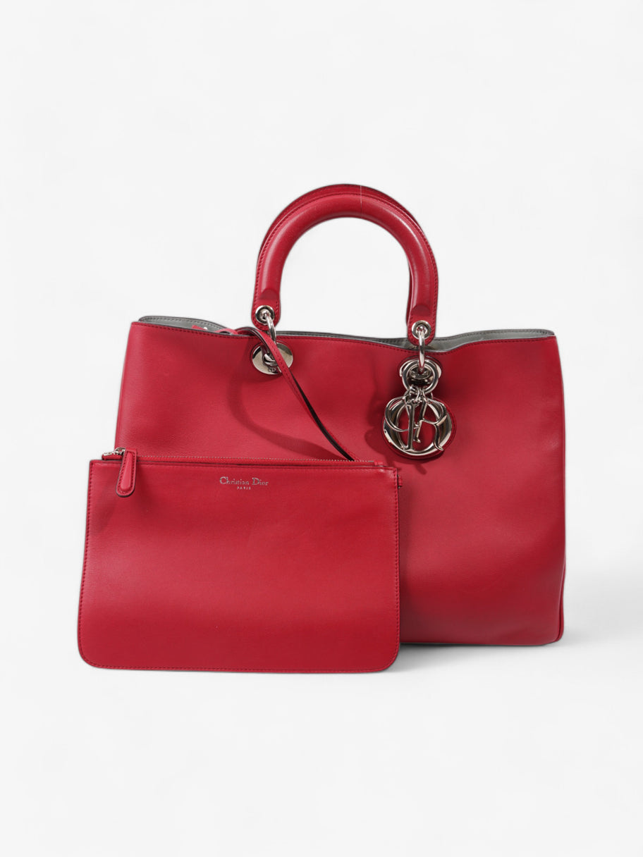 Christian Dior Diorissimo Shopper Tote Red Calfskin Leather Large Image 3