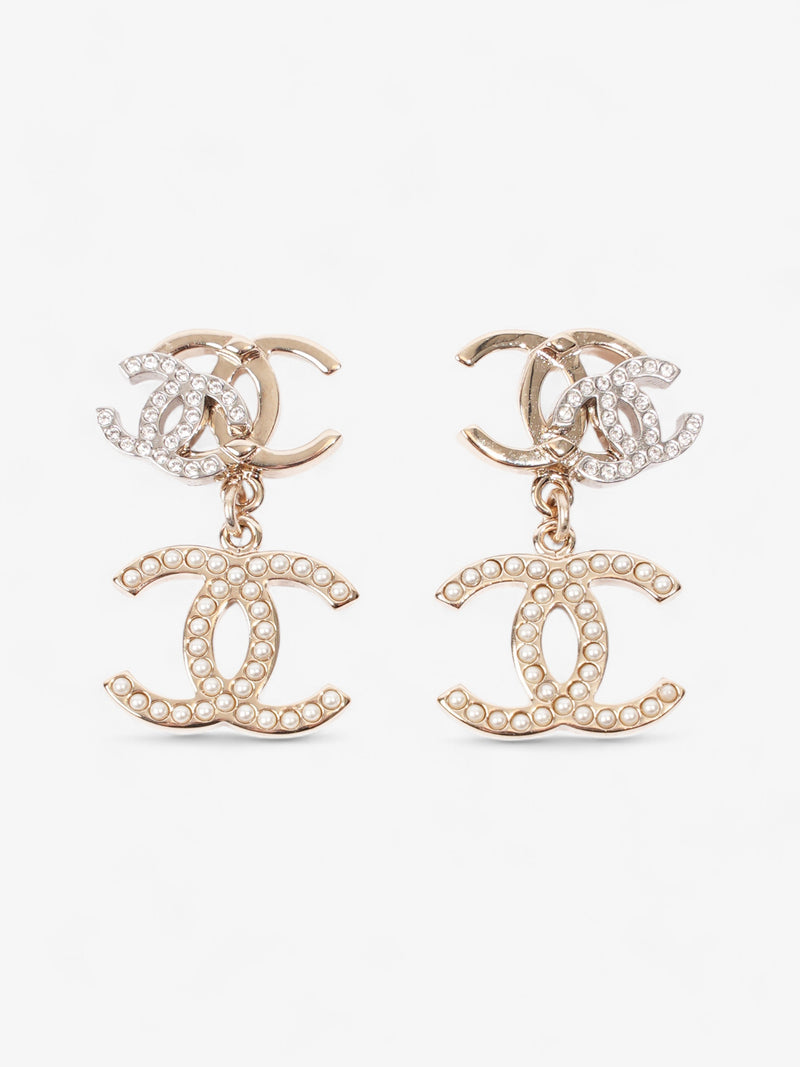  Chanel CC Triple Earrings Silver / Light Gold Base Metal