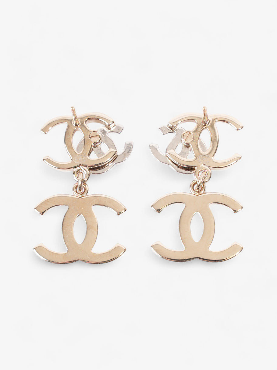 Chanel CC Triple Earrings Silver / Light Gold Base Metal Image 2