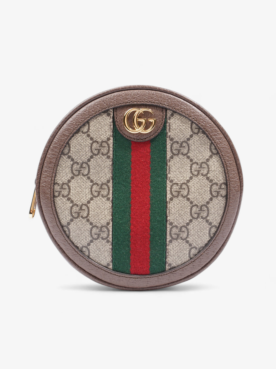 GG Ophidia Mini Round Beige And Ebony GG Supreme / Green And Red Stripe Coated Canvas Image 1