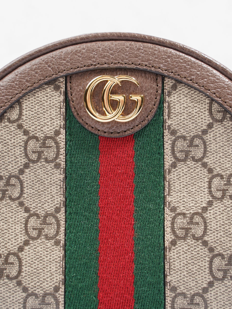 GG Ophidia Mini Round Beige And Ebony GG Supreme / Green And Red Stripe Coated Canvas Image 3