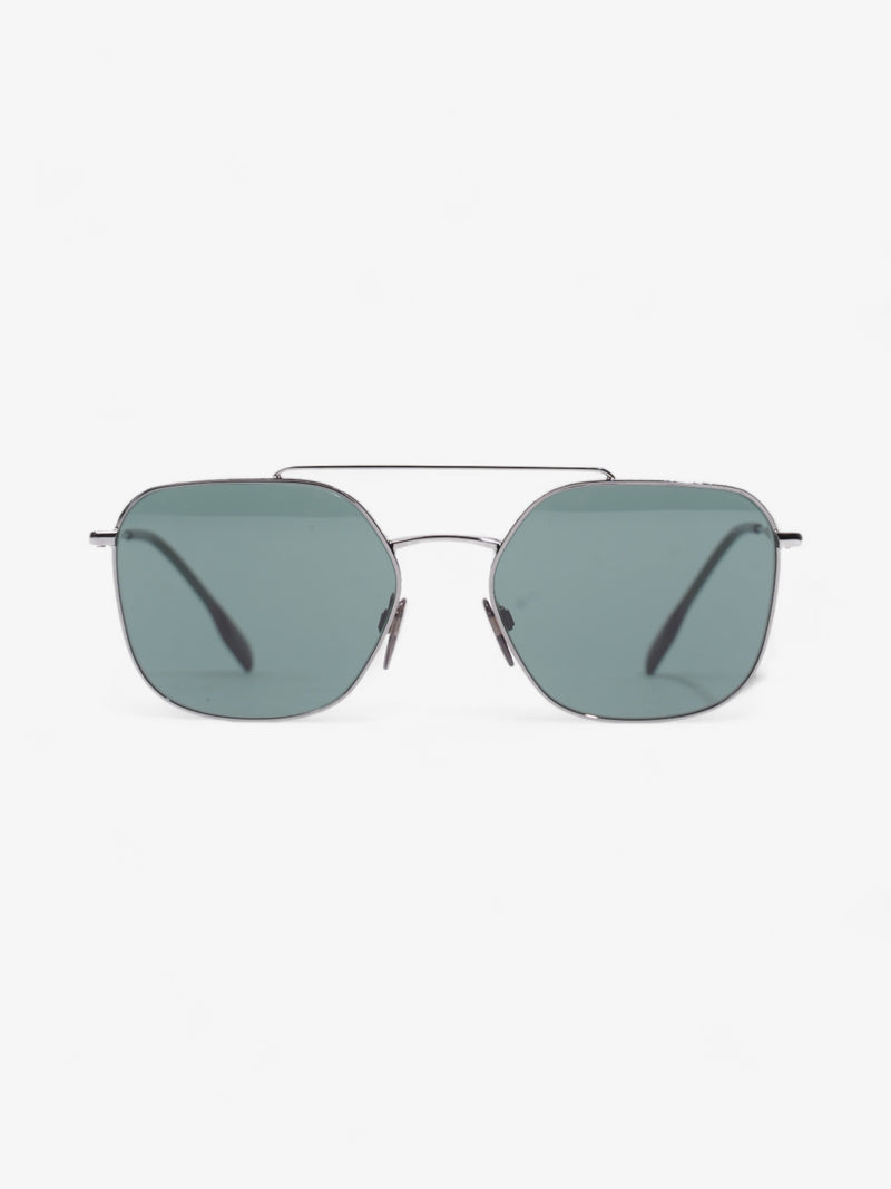  Burberry Top Bar Detail Square Pilot Sunglasses Green Acetate 145mm