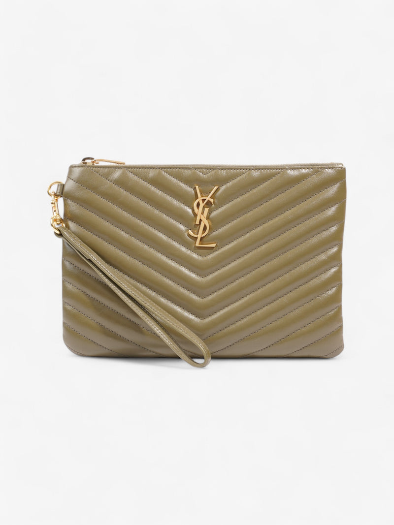  Saint Laurent Cassandra Pouch Khaki Matelasse Leather