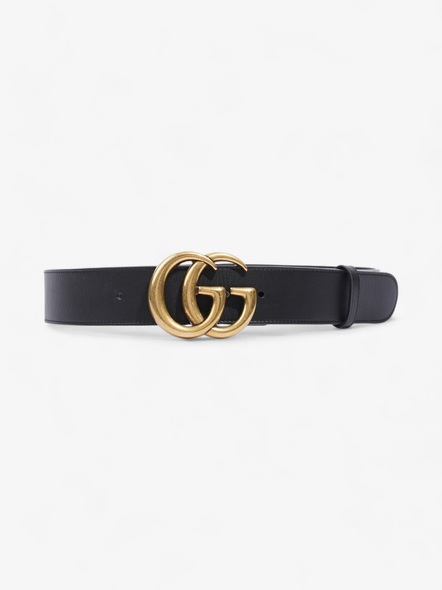 Gucci GG Marmont 2015 Re-Edition Wide Belt Black / Gold Leather 80cm / 32