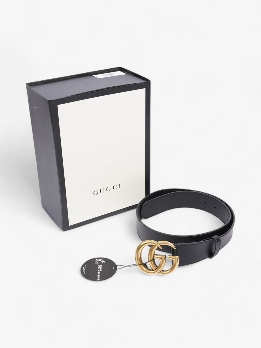 Gucci GG Marmont 2015 Re-Edition Wide Belt Black / Gold Leather 80cm / 32