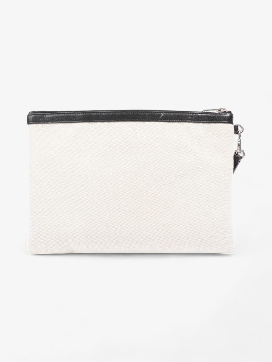 Saint Laurent Rive Gauche Wristlet Black / White Canvas Image 3