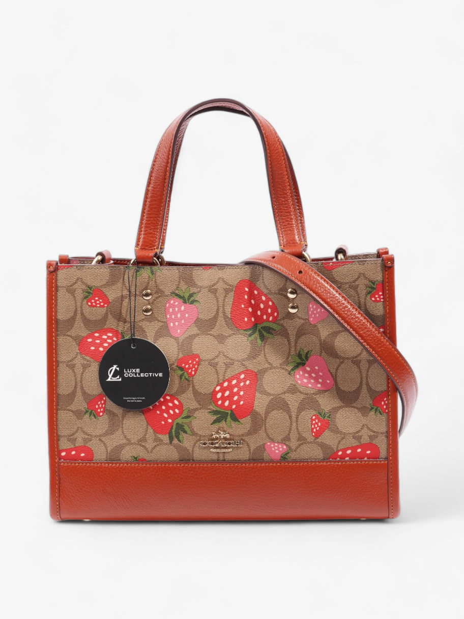 Coach Dempsey Carryall Bag with Wild Strawberry Print Red / Signature Monogram Coated Canvas Image 8