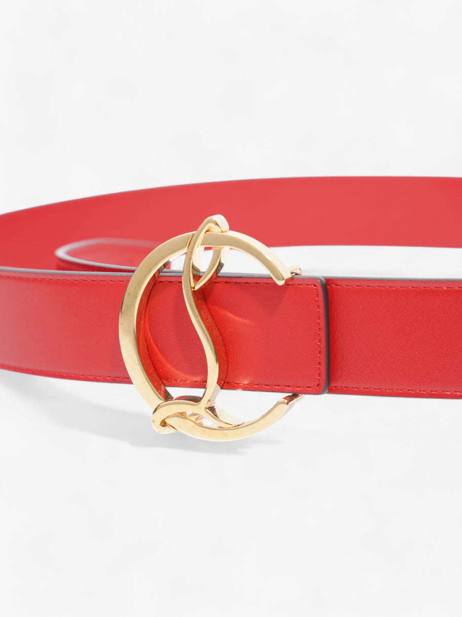 Christian Louboutin CL Logo Belt Red / Gold Calfskin Leather 85cm / 34