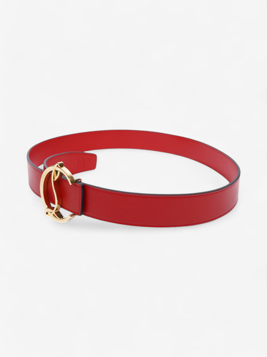 Christian Louboutin CL Logo Belt Red / Gold Calfskin Leather 85cm / 34