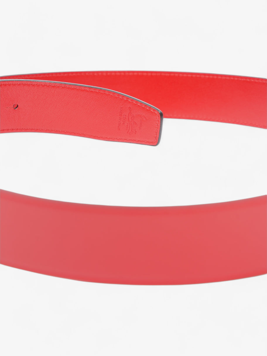 Christian Louboutin CL Logo Belt Red / Gold Calfskin Leather 85cm / 34