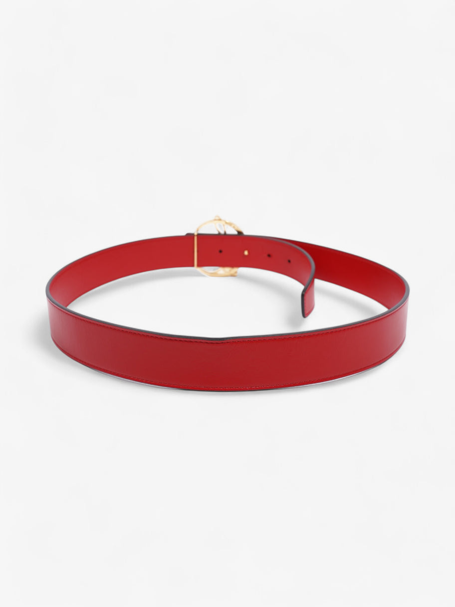 Christian Louboutin CL Logo Belt Red / Gold Calfskin Leather 85cm / 34