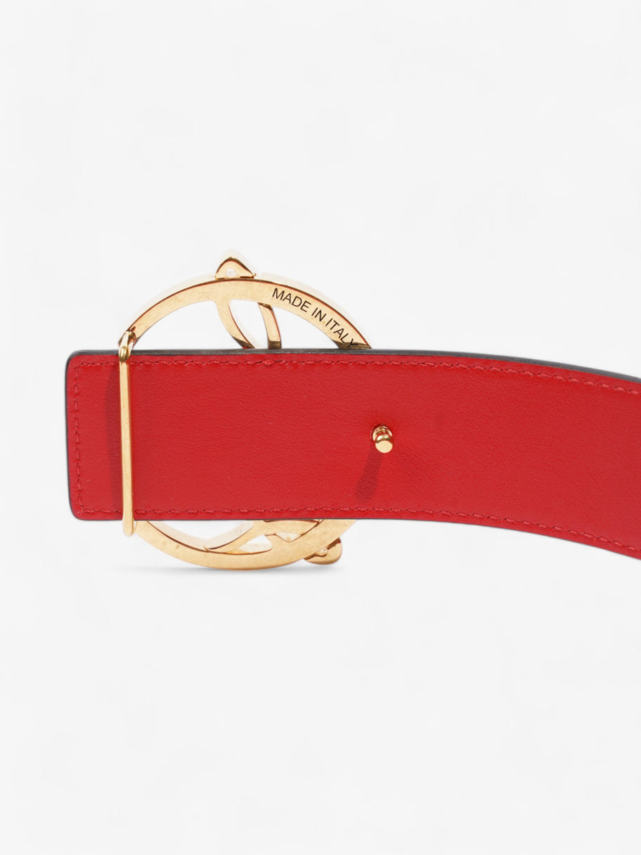 Christian Louboutin CL Logo Belt Red / Gold Calfskin Leather 85cm / 34