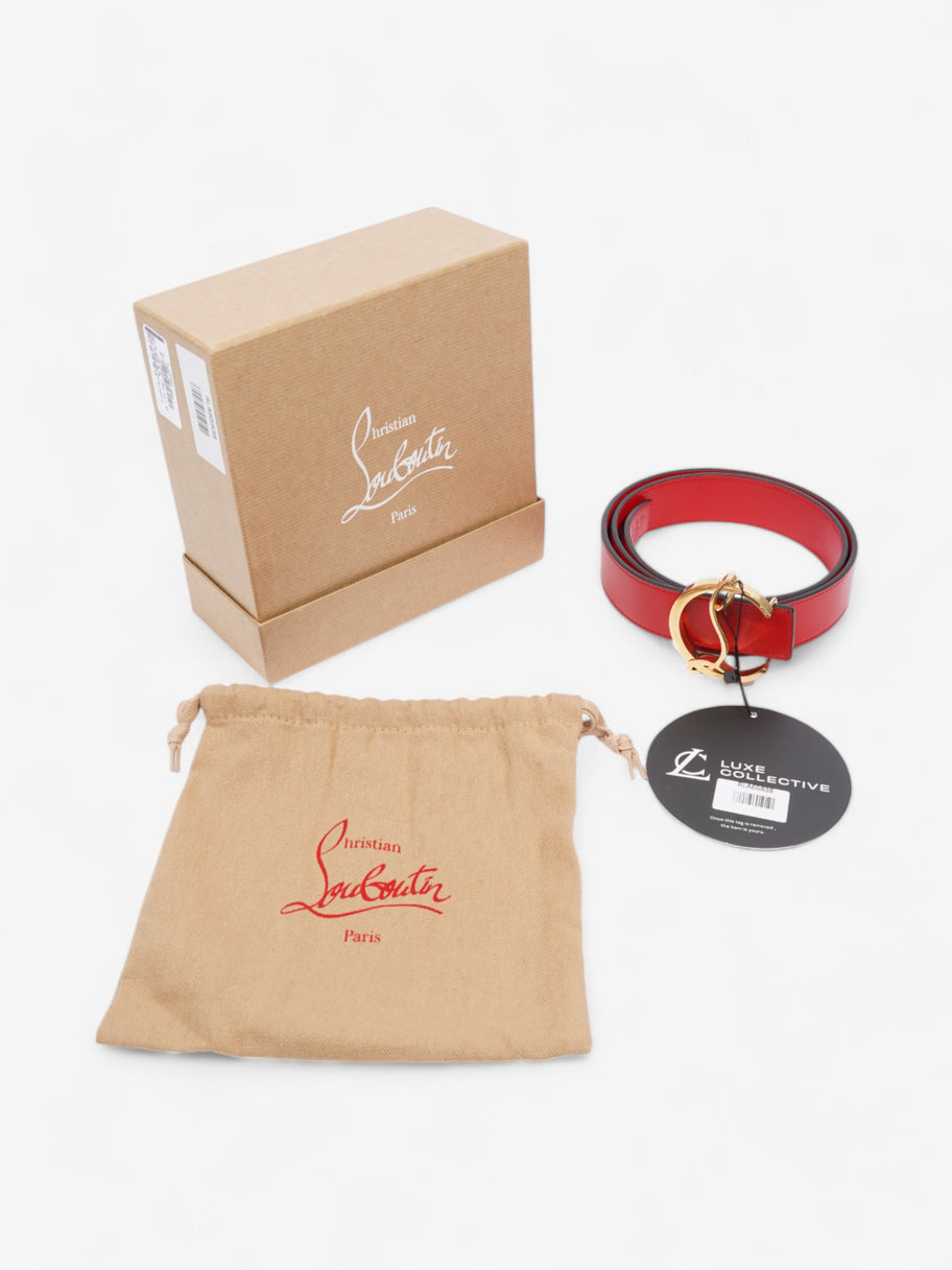 Christian Louboutin CL Logo Belt Red / Gold Calfskin Leather 85cm / 34