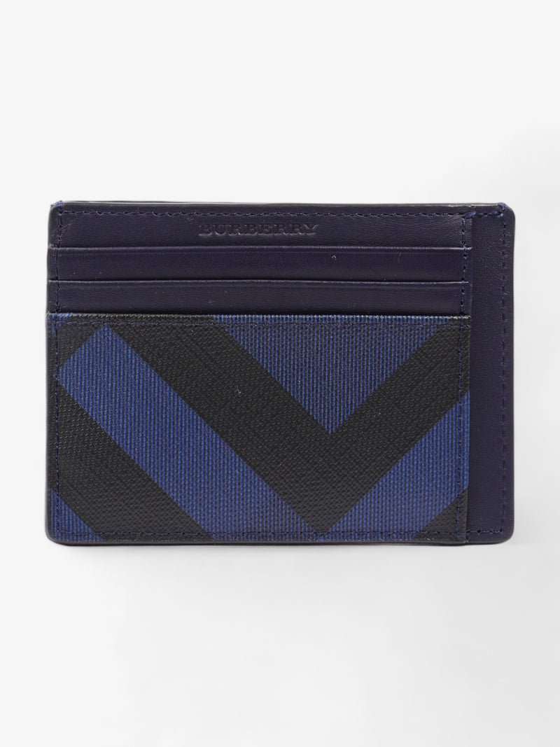  London Check Collection Bernie Card Case Bright Lapis Leather