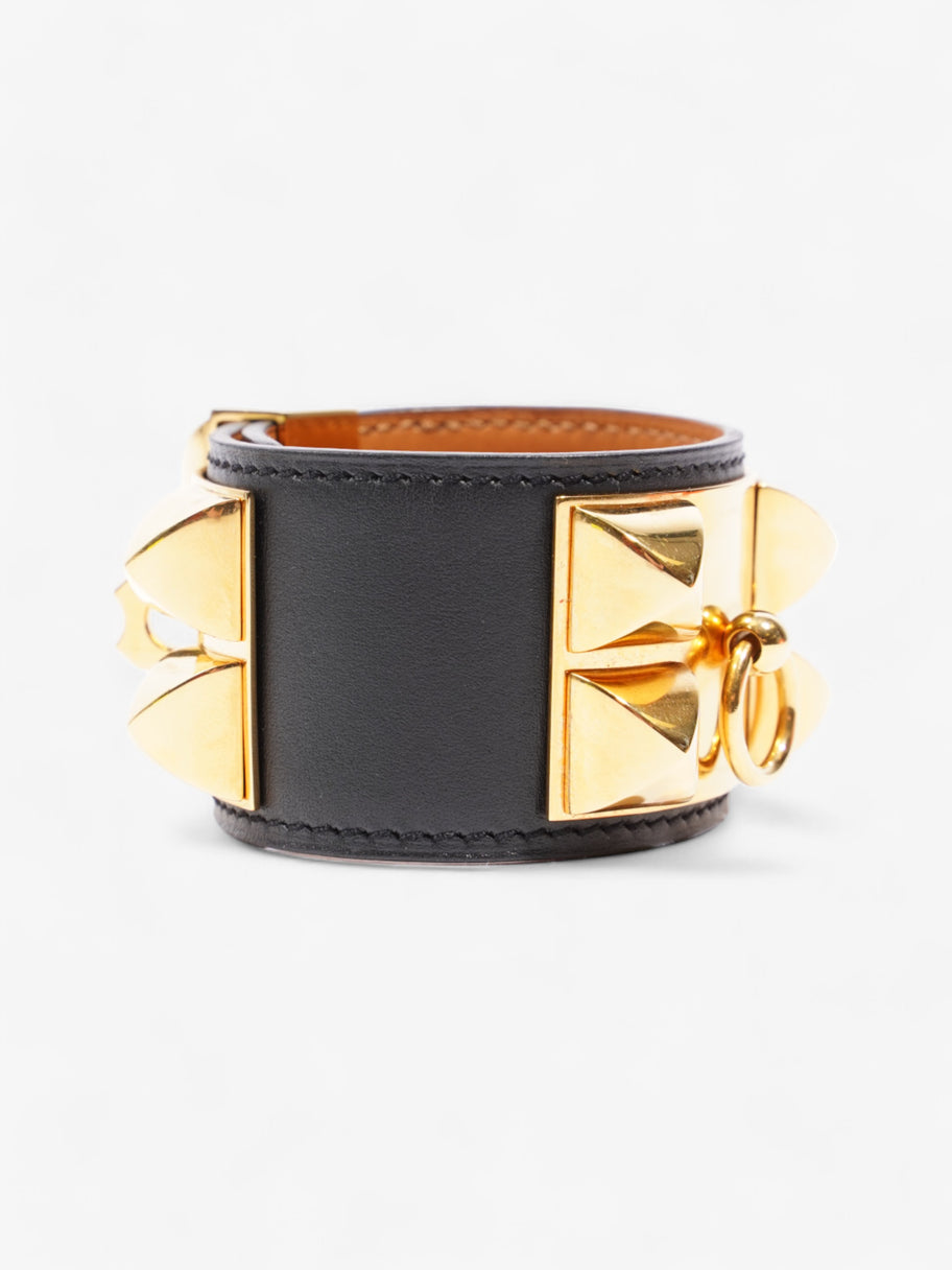 Hermes Collier De Chien Bracelet Black / Gold Calfskin Leather T3 (Medium) Image 4