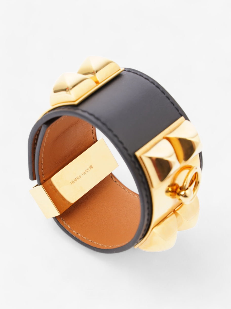 Hermes Collier De Chien Bracelet Black / Gold Calfskin Leather T3 (Medium) Image 7