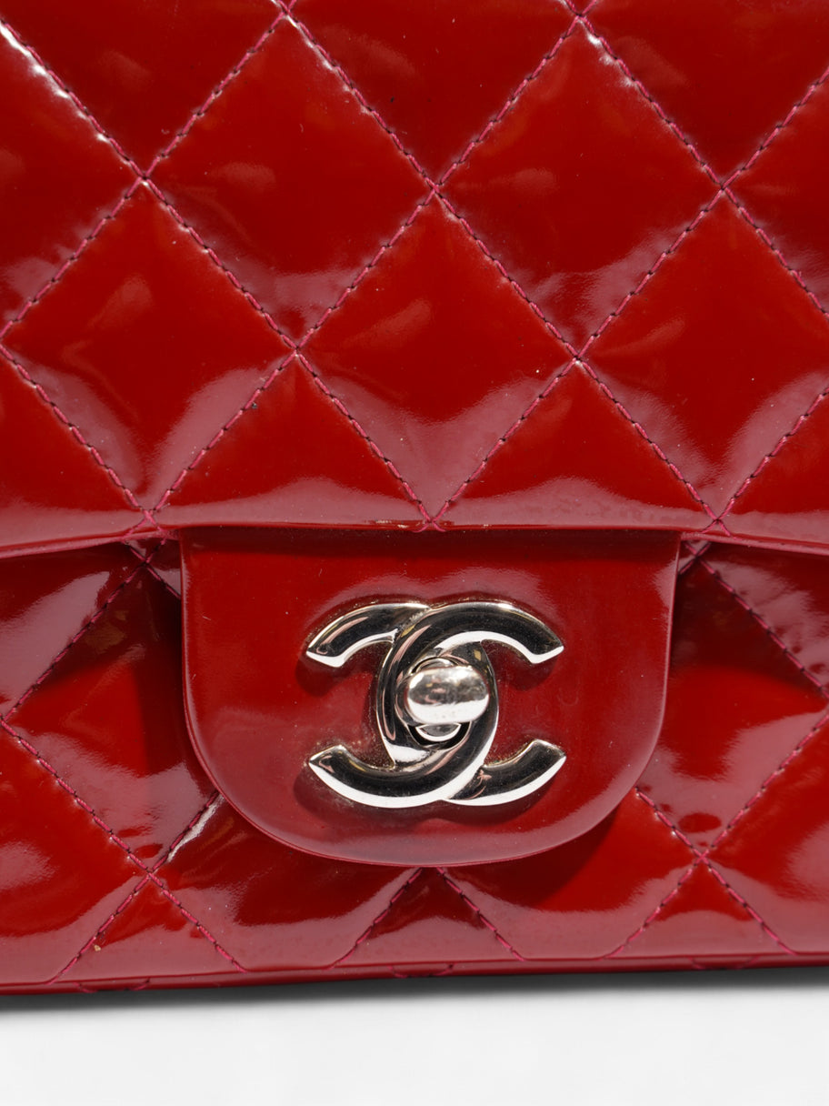 Chanel Classic Square Flap Red Patent Leather Mini Image 7