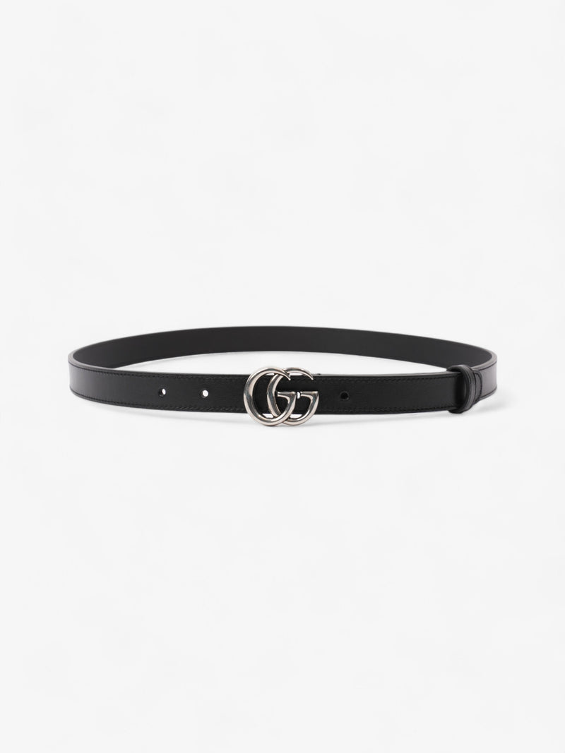  Gucci GG Marmont Thin Belt Black / Silver Leather 85cm / 34