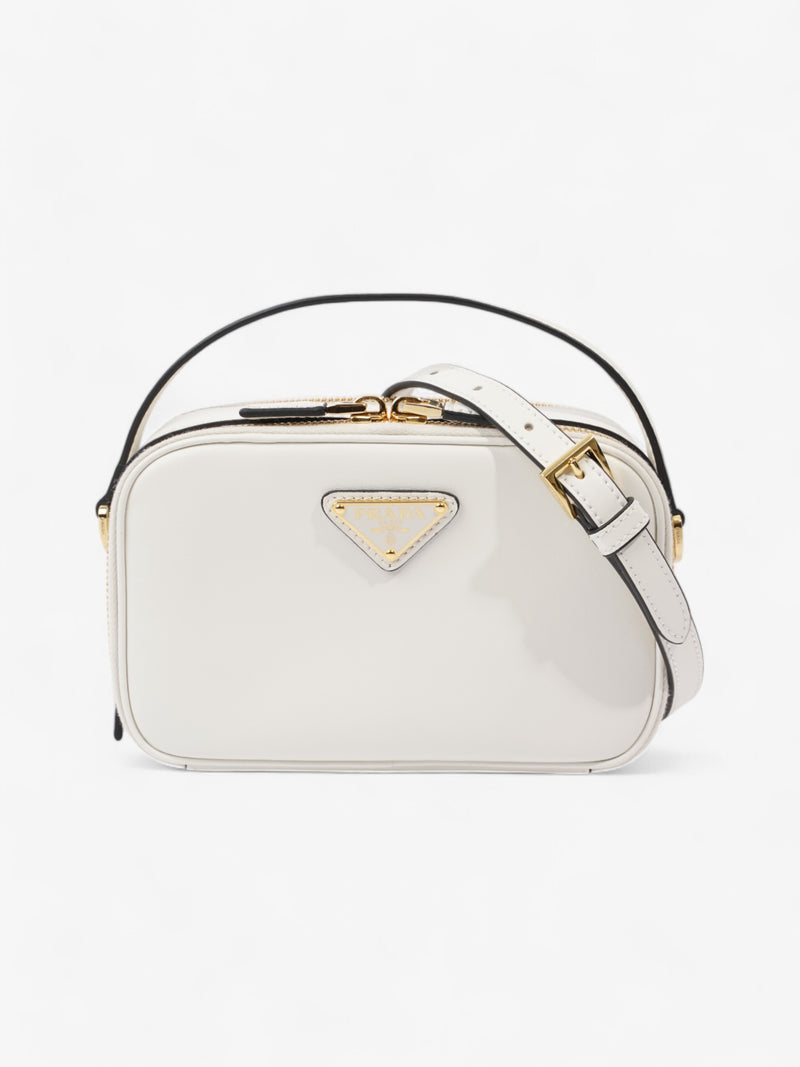  Prada Branded Pouch White Calfskin Leather Mini