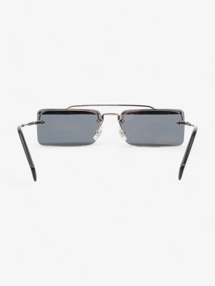 Crystal Embellished Rectangular Frame Sunglasses Black / Silver Acetate 58mm 18mm Image 3