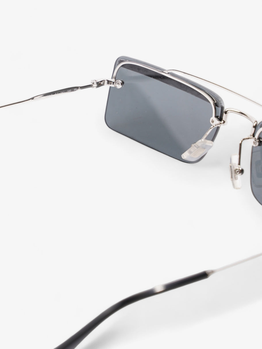 Crystal Embellished Rectangular Frame Sunglasses Black / Silver Acetate 58mm 18mm Image 6