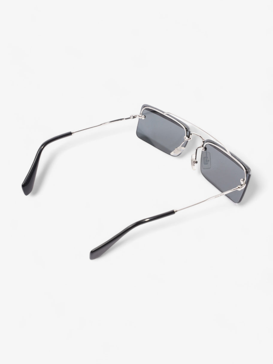 Crystal Embellished Rectangular Frame Sunglasses Black / Silver Acetate 58mm 18mm Image 8