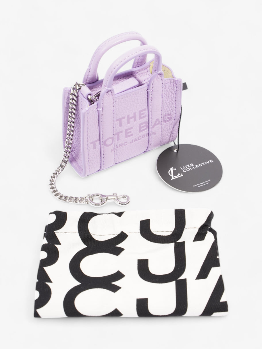 Marc Jacobs The Tote Charm Lilac / Silver Leather Nano Image 8