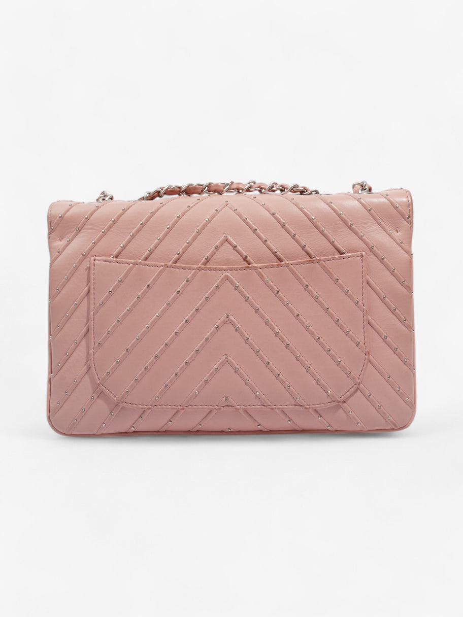 Chanel Studded Chevron Quilted Flap Pink Calfskin Leather Image 4