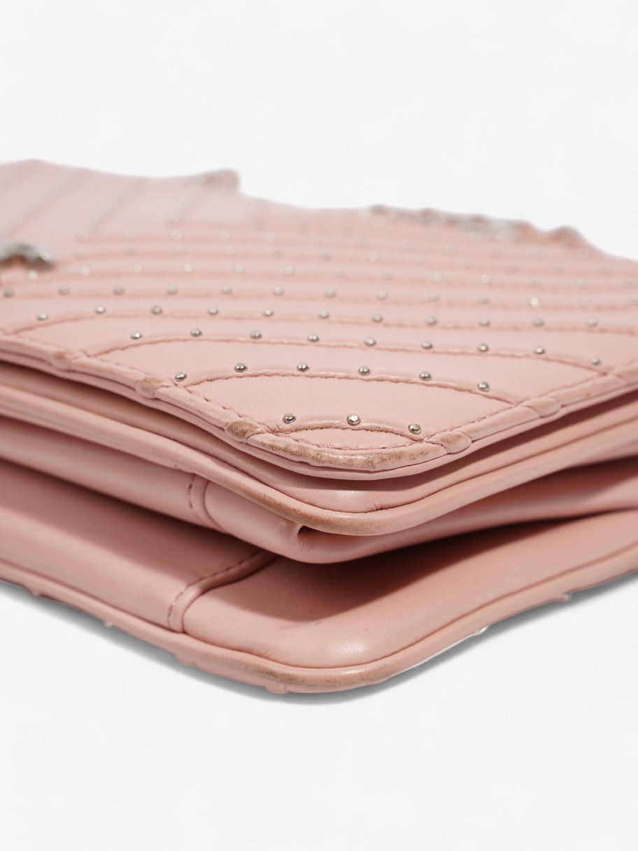 Chanel Studded Chevron Quilted Flap Pink Calfskin Leather Image 7