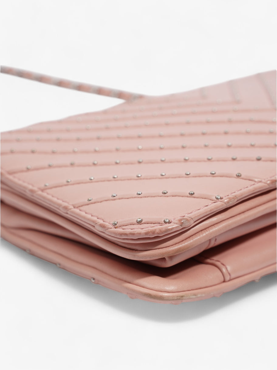 Chanel Studded Chevron Quilted Flap Pink Calfskin Leather Image 8